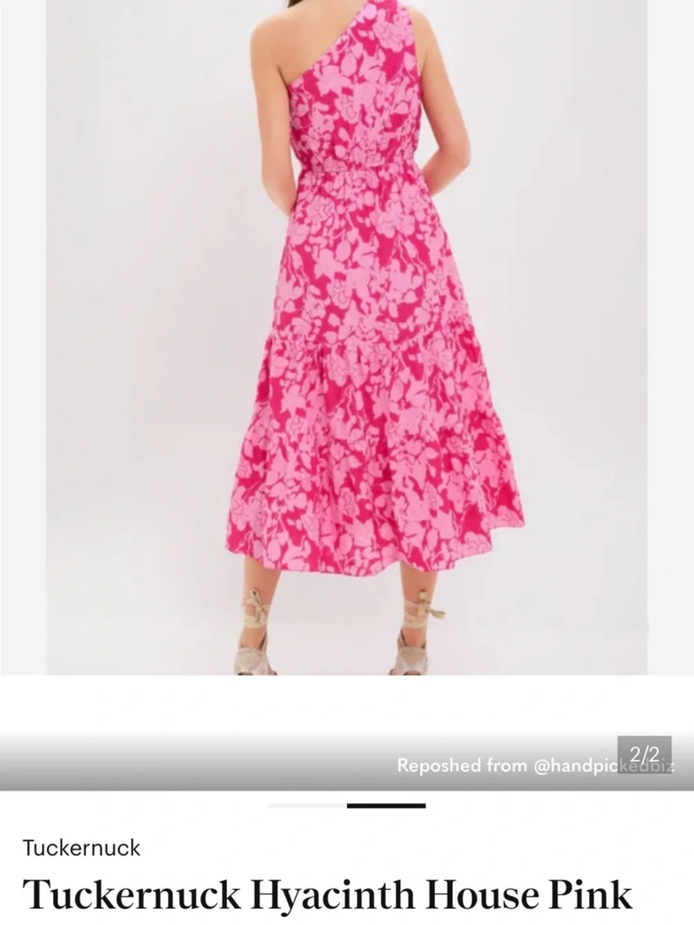 Pink and White Ruffled One-Shoulder Sundress - Picture 2 of 3